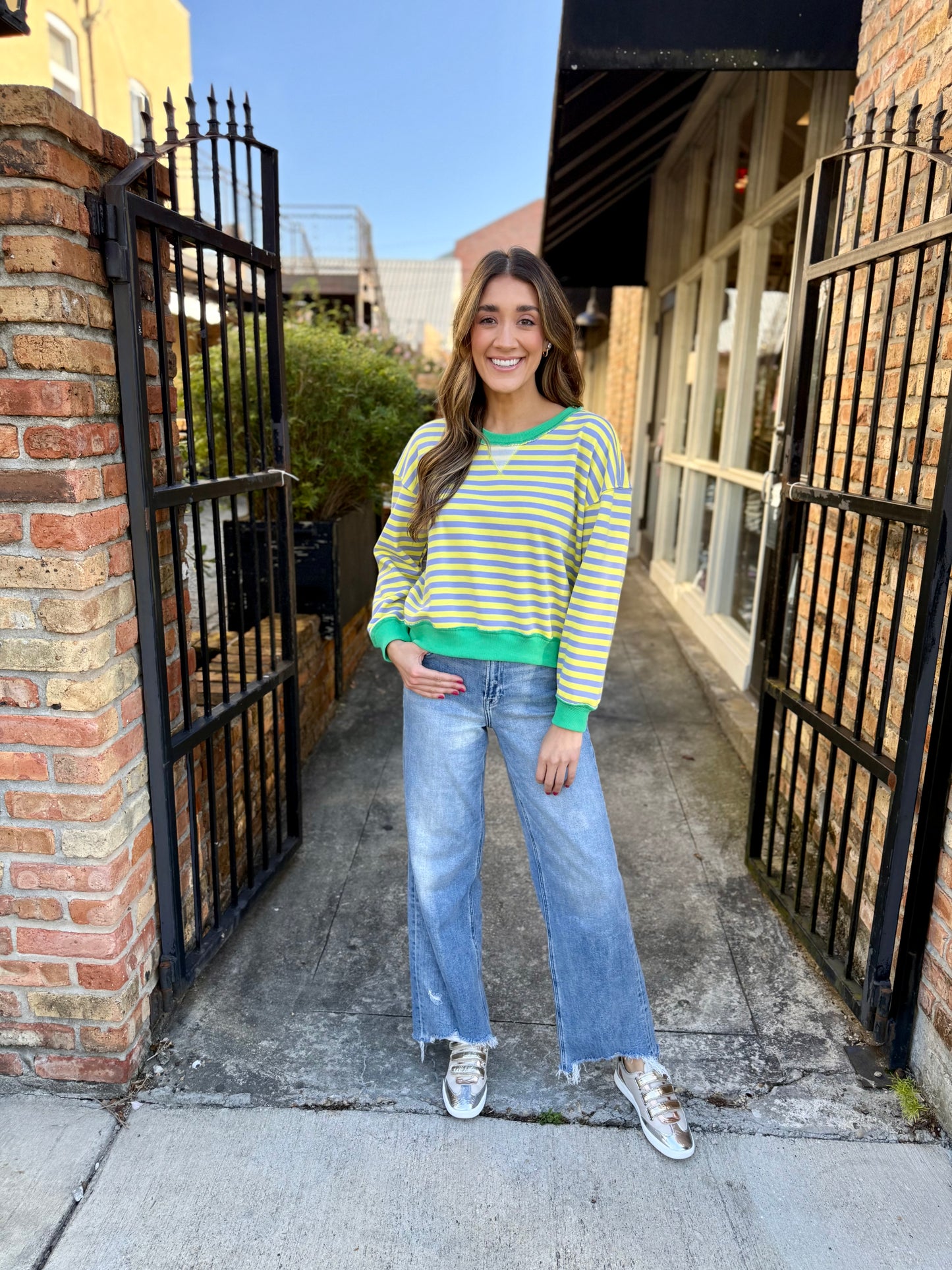 Mardi Metry Stripe Sweatshirt- Pastel