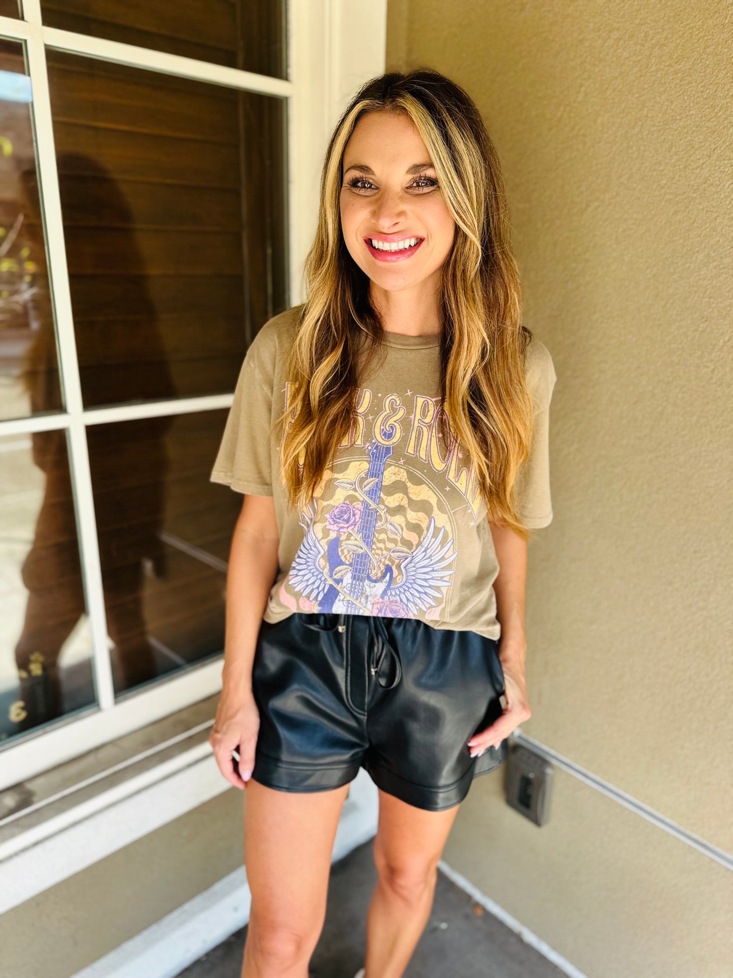 Rock and Roll Graphic Tee- Taupe