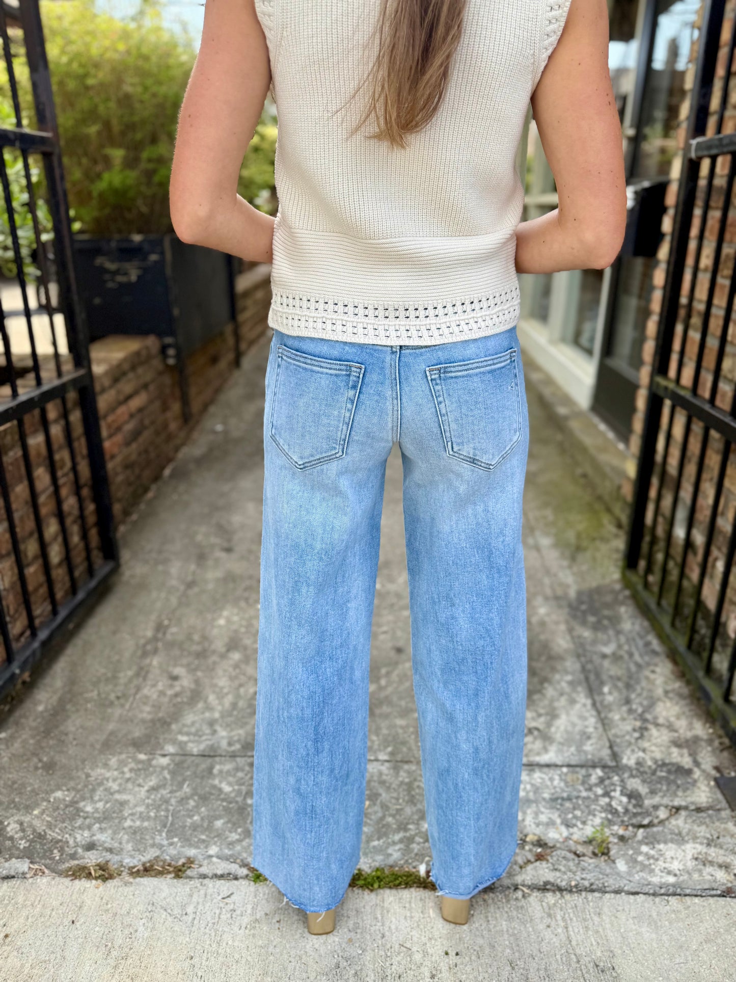 Nori Midrise Wide Leg Denim- Med Light