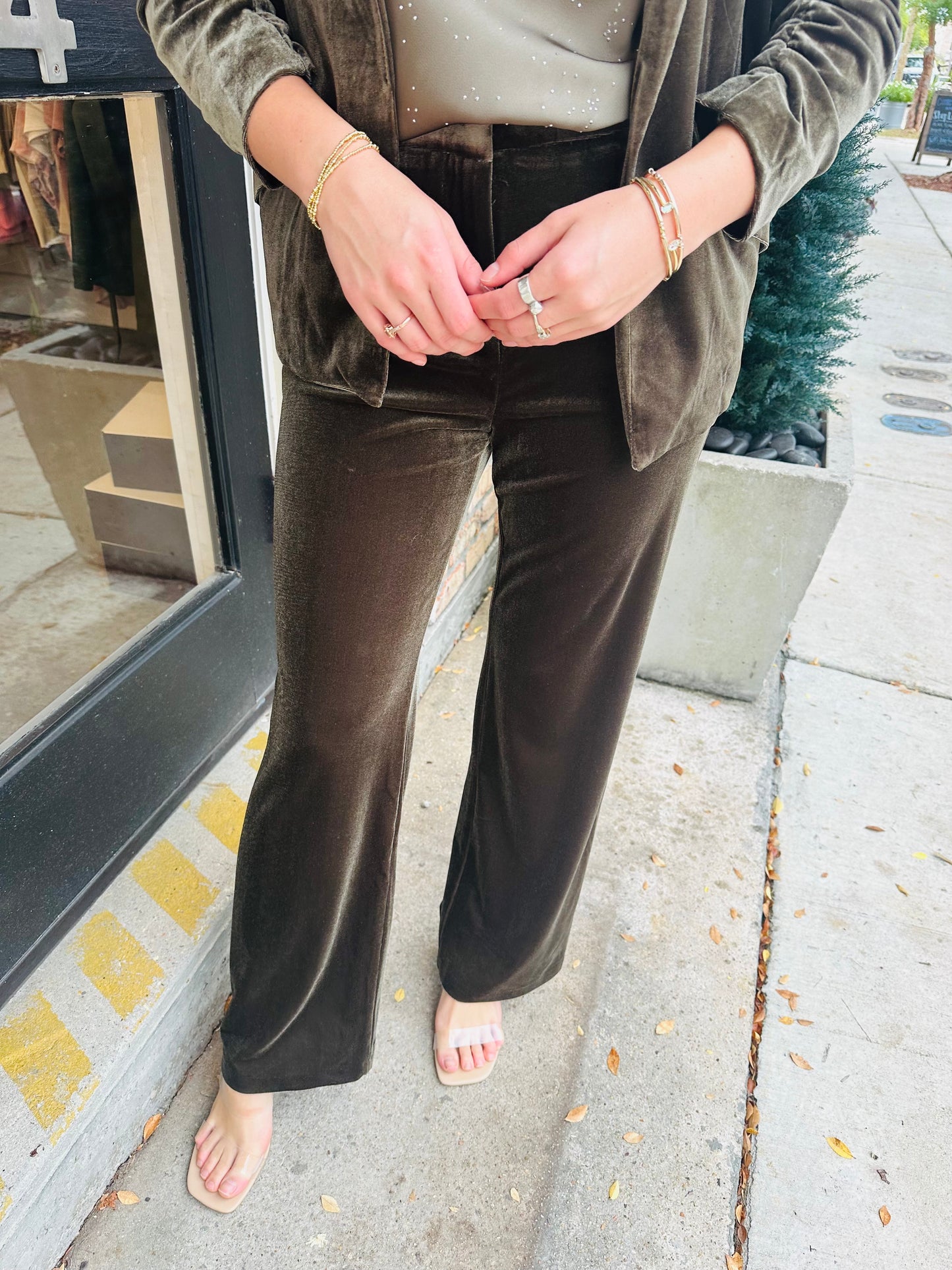 Ashley Velvet Pants- Olive