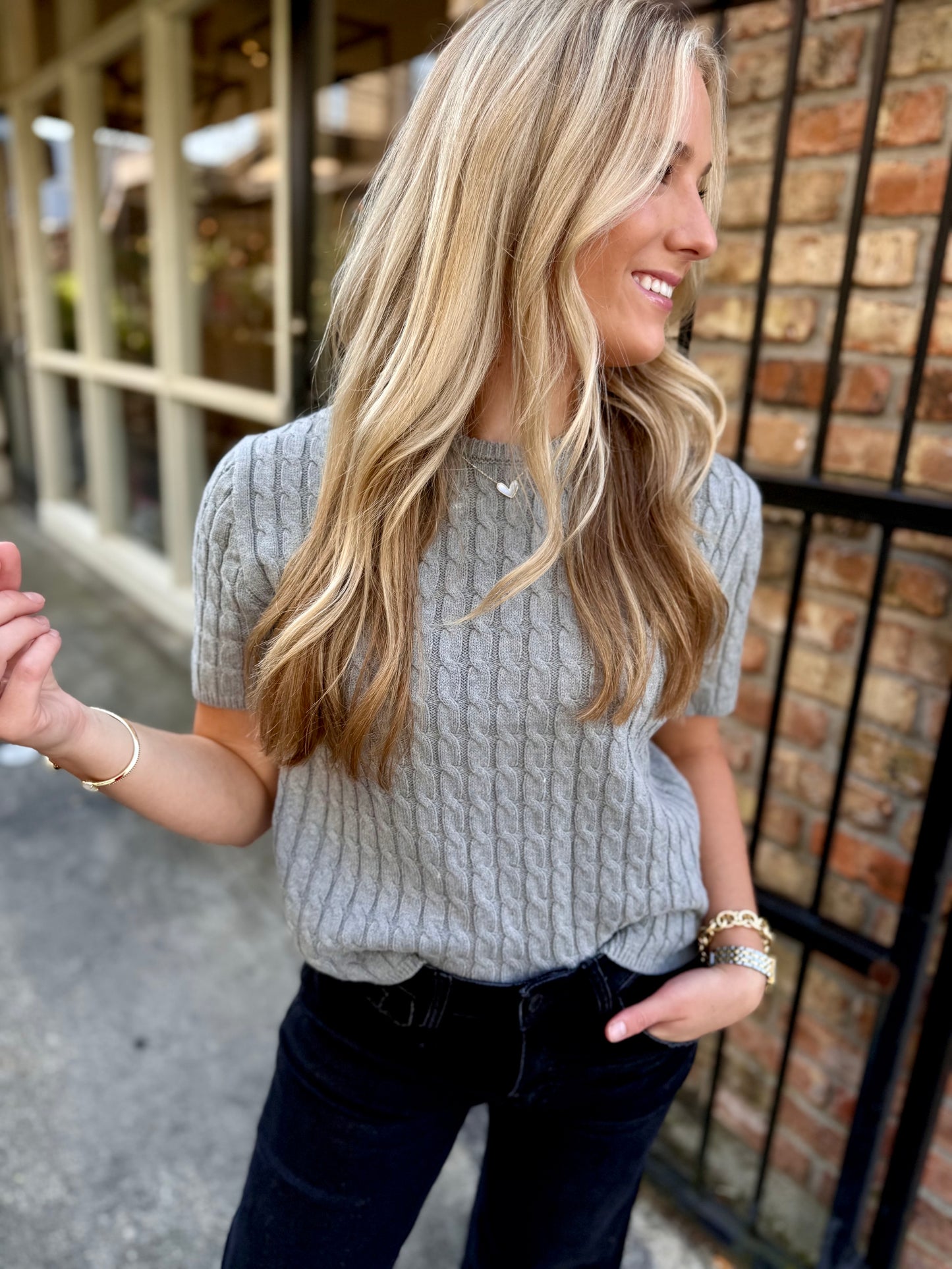 Culotta Cable Sweater- Heather Gray