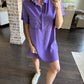 Moon Washed Denim Mini Dress- Purple