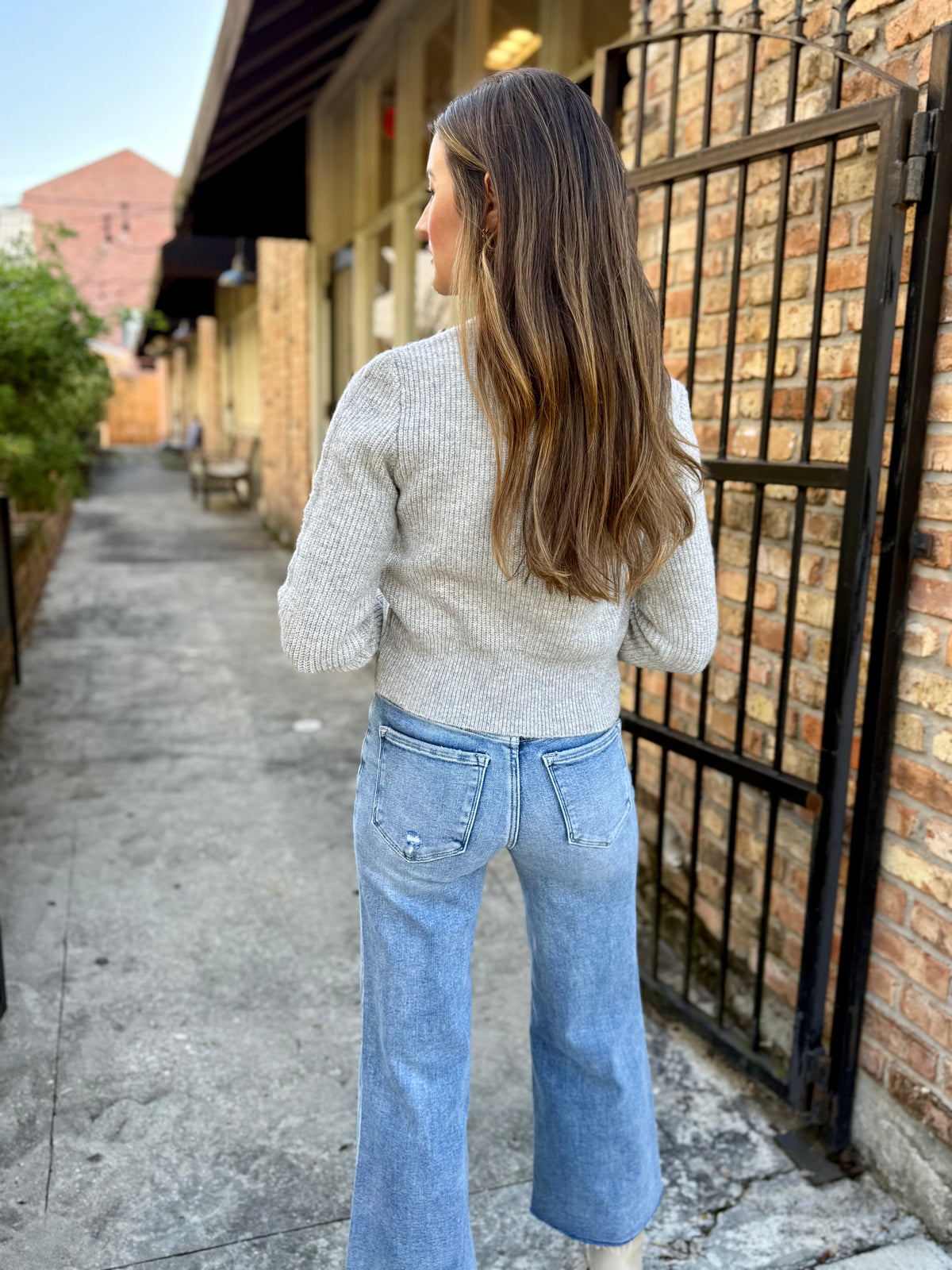 Bree Cable Knit Sweater- Light Grey