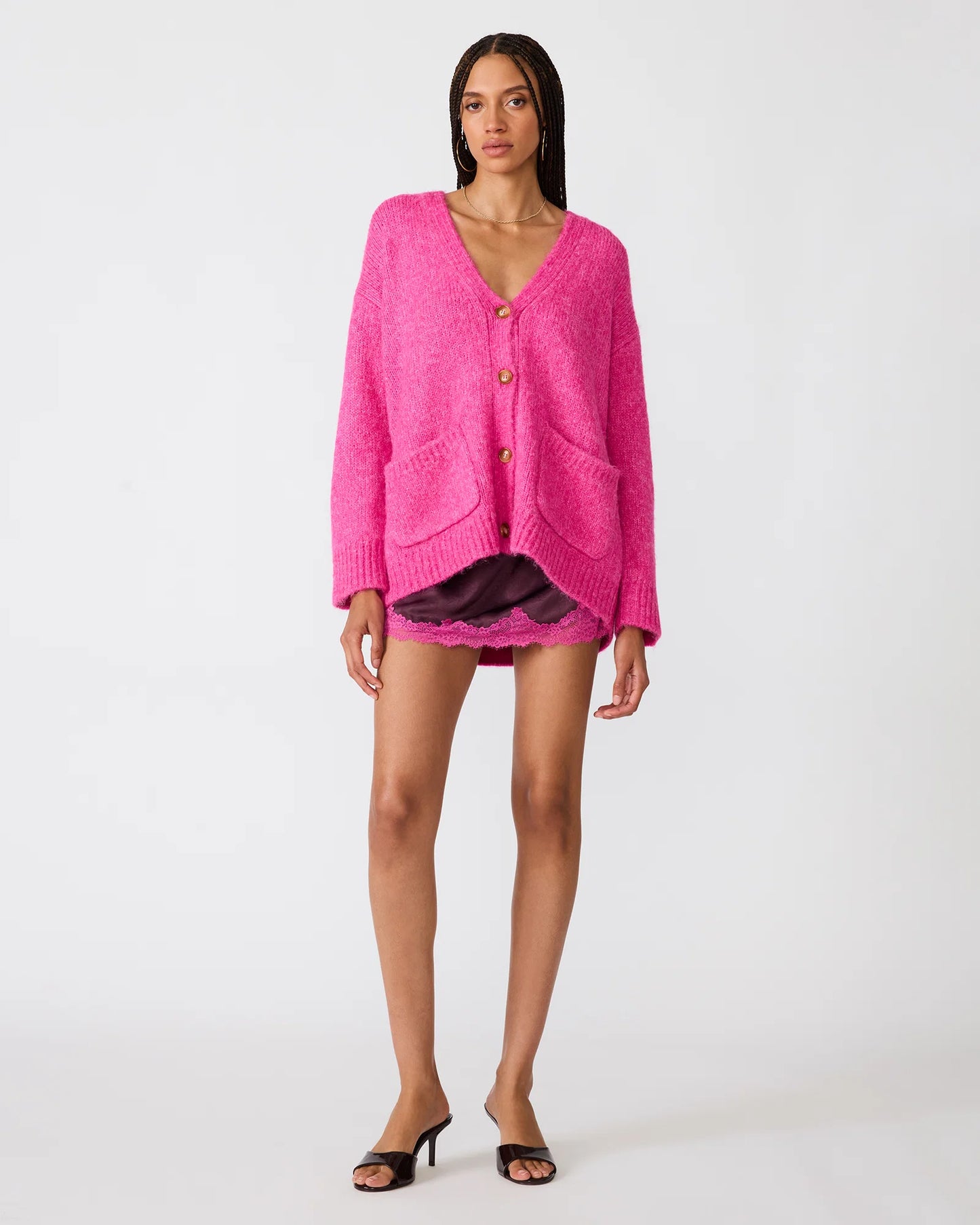 Finley Oversized Sweater- Pink Violet