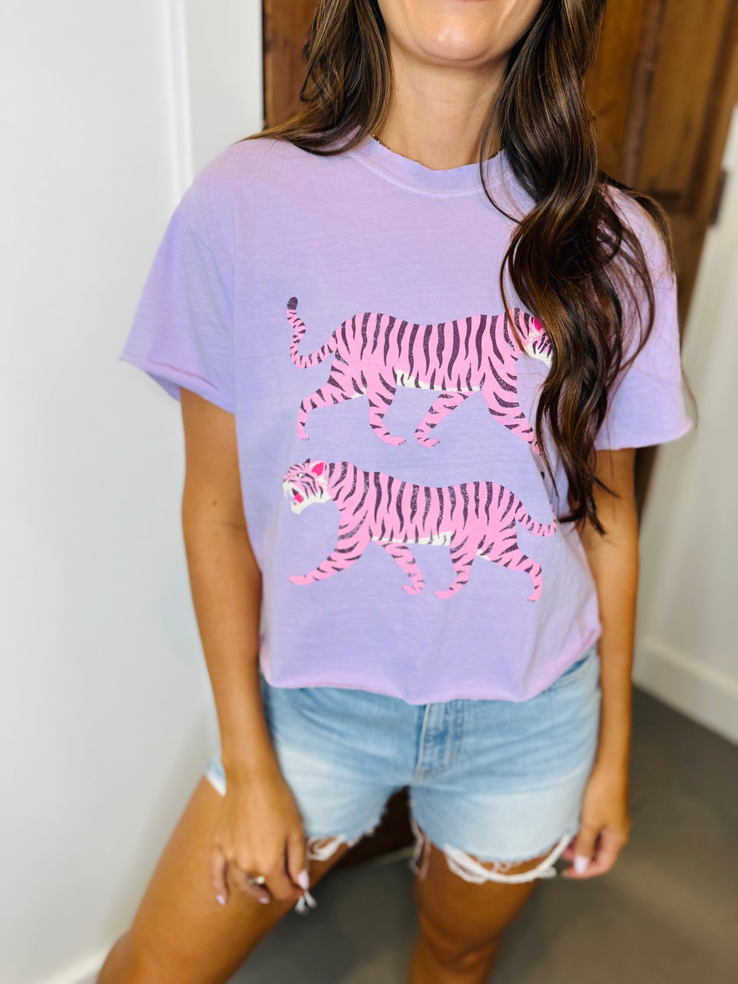 Double Tiger Cropped Tee- Orchid