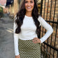 Polka Dot Scalloped Mini Skirt- Olive