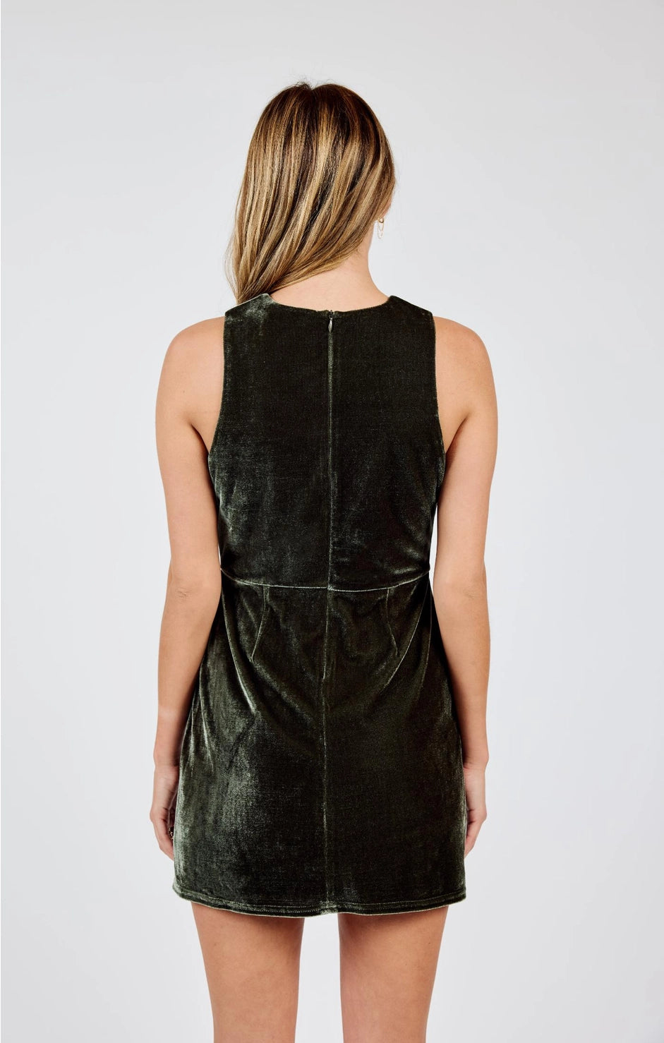 Midnight Oil Velvet Mini Dress- Dark Moss