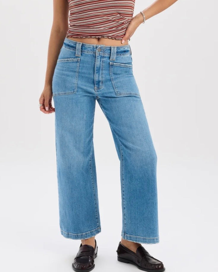 Valley Girl HR Patch Pocket Ankle Denim- Fave