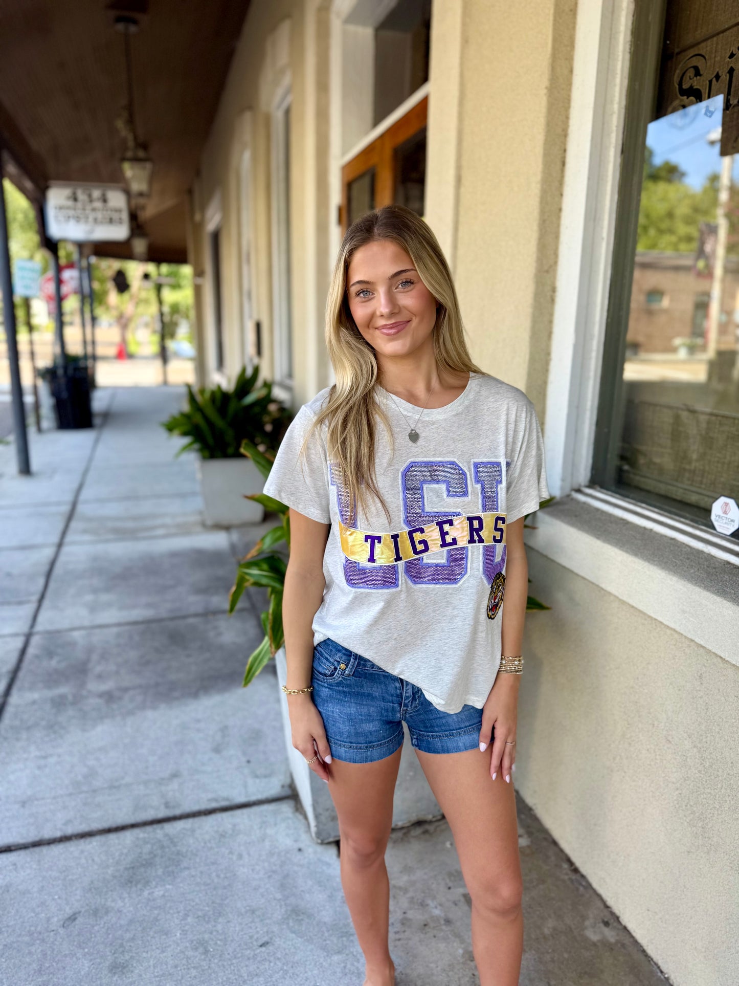 LSU Metallic Banner Tee