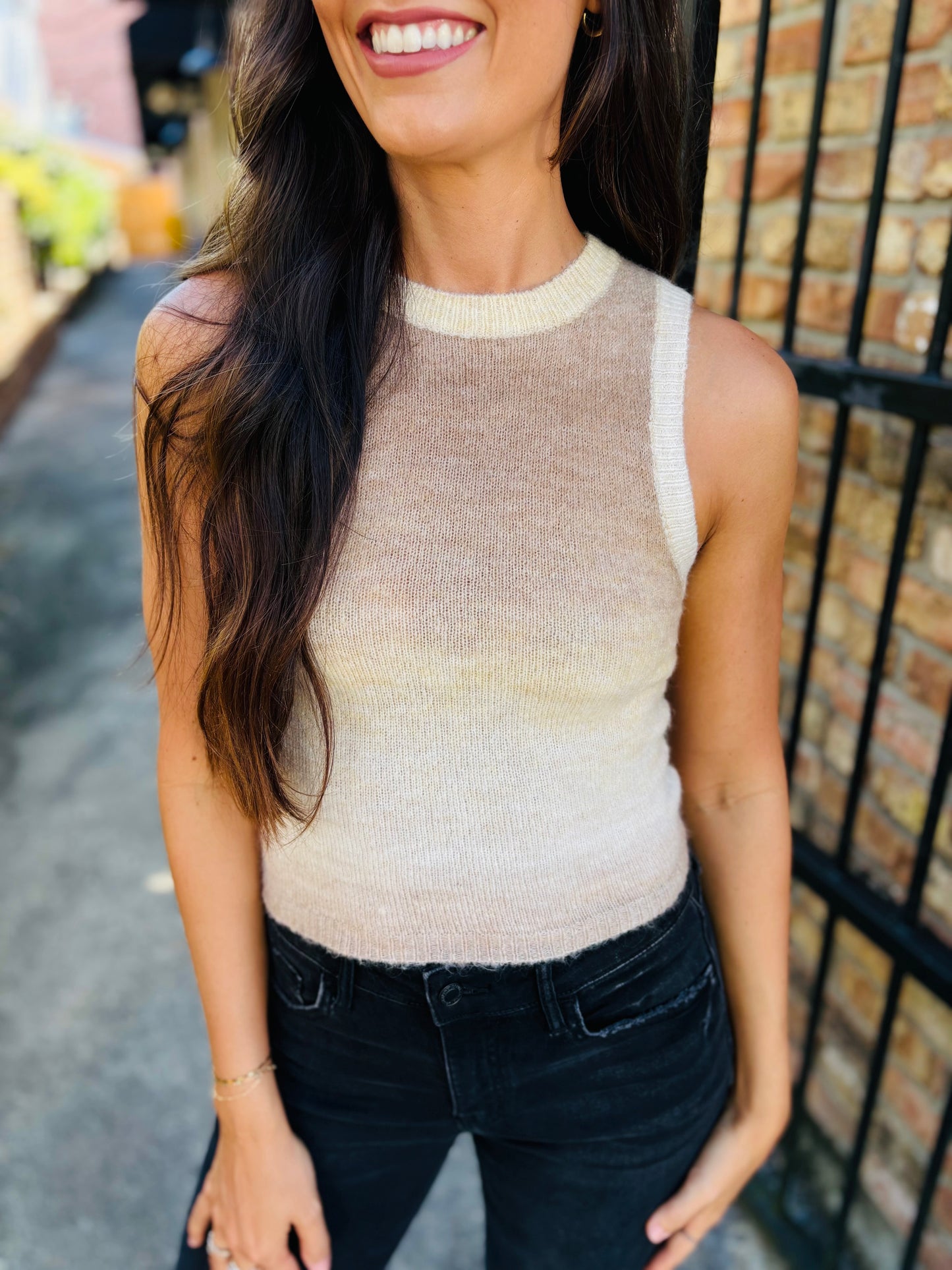 Palmer Ombre Sweater Tank- Taupe Multi