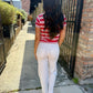 Zuma Stripe Crew Tee- Red