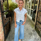Barry Striped Button Up Top- Blue