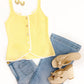 Dillon Vest Button Tank- Yellow & White