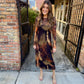 Luminous Shadow Midi Dress- Brown Multi