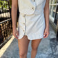 Wavy Cutout Mini Skort- Linen