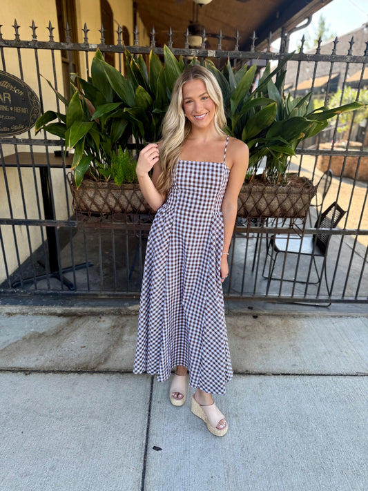 Kalley Maxi Dress- Brown