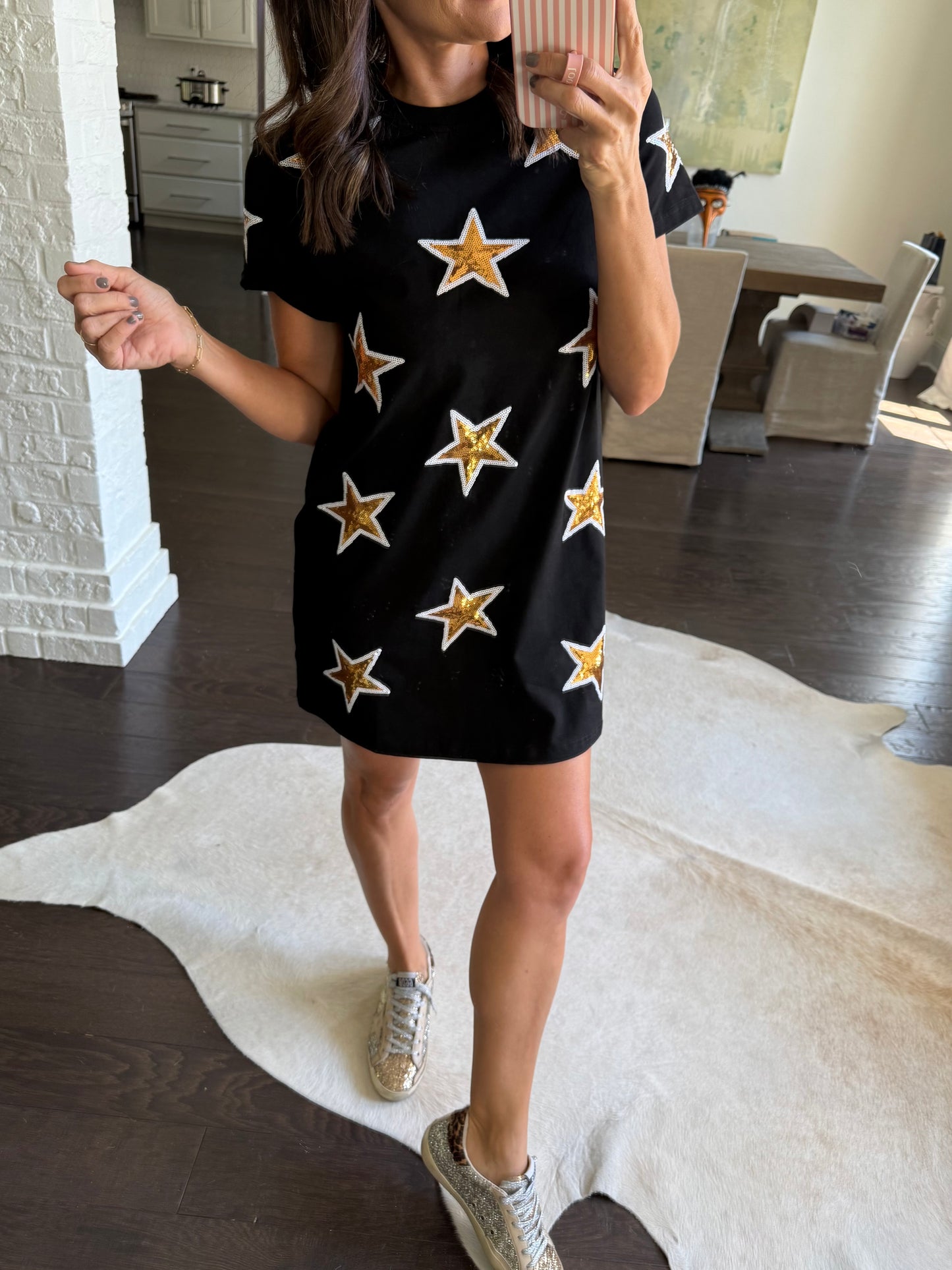 Gameday Star Dress- Black & Gold