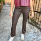Kelsey (Chocolate) HR Ankle Flare Faux Leather