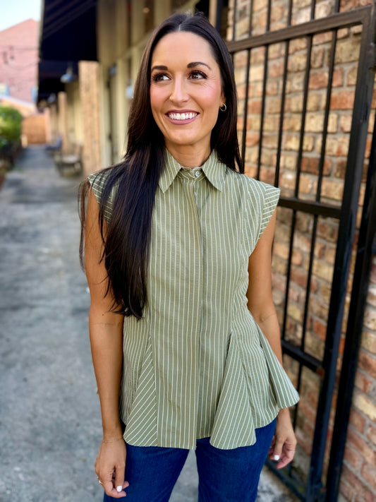 Ardis Stripe Top- Olive