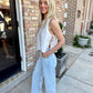 Heartland Side Tie Sleeveless Top- Cream