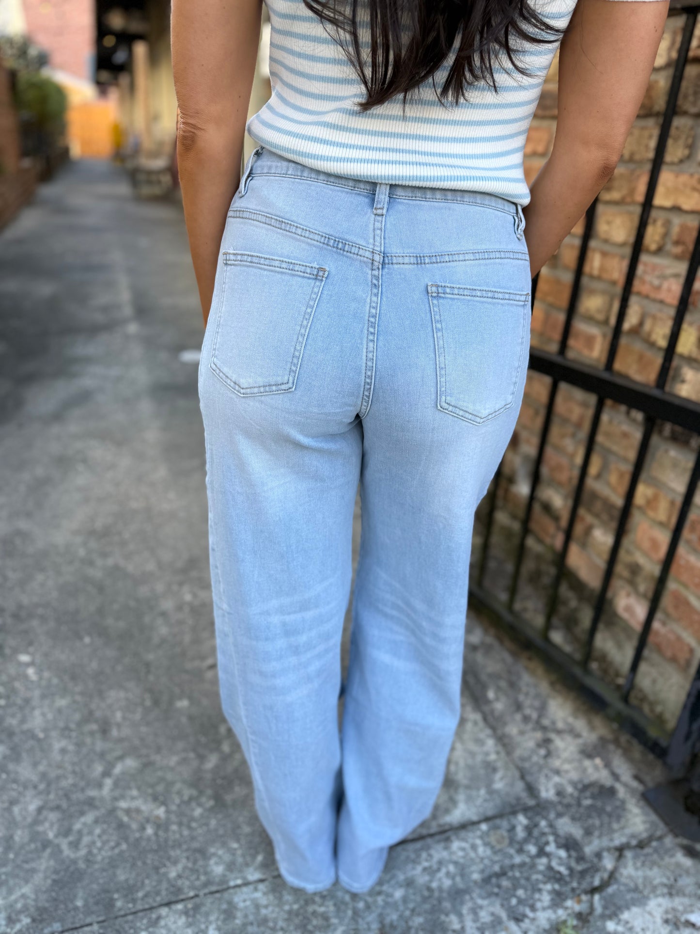 Raven Mom Wide Leg Denim- Light Wash