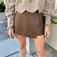 Floral Embroidered Scallop Detail Knit Top- Mocha