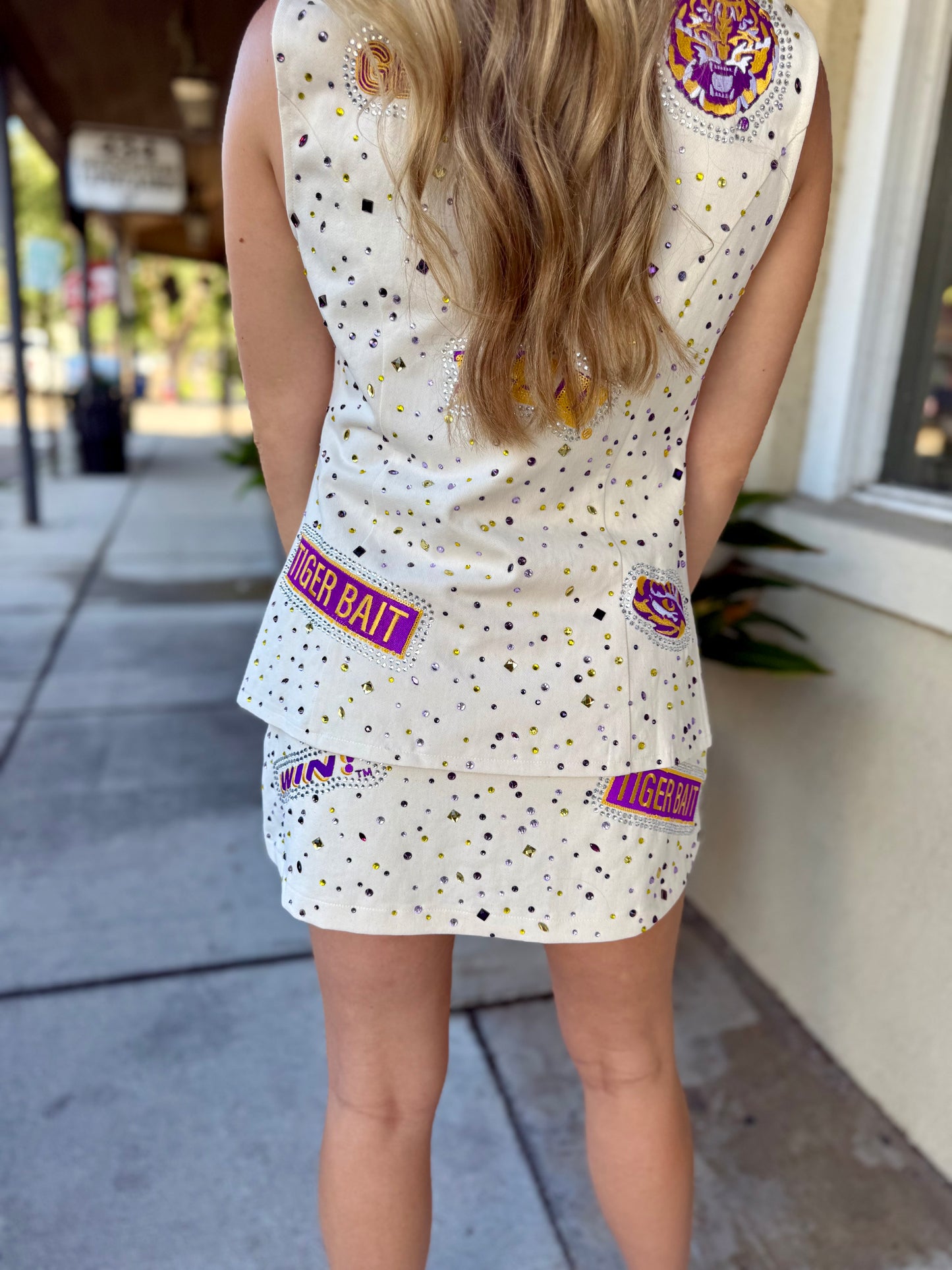 Queen LSU Scattered Logo Rhinestone Skirt