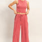 FP Mineral Washed 2 PC Pants Set- Dark Red