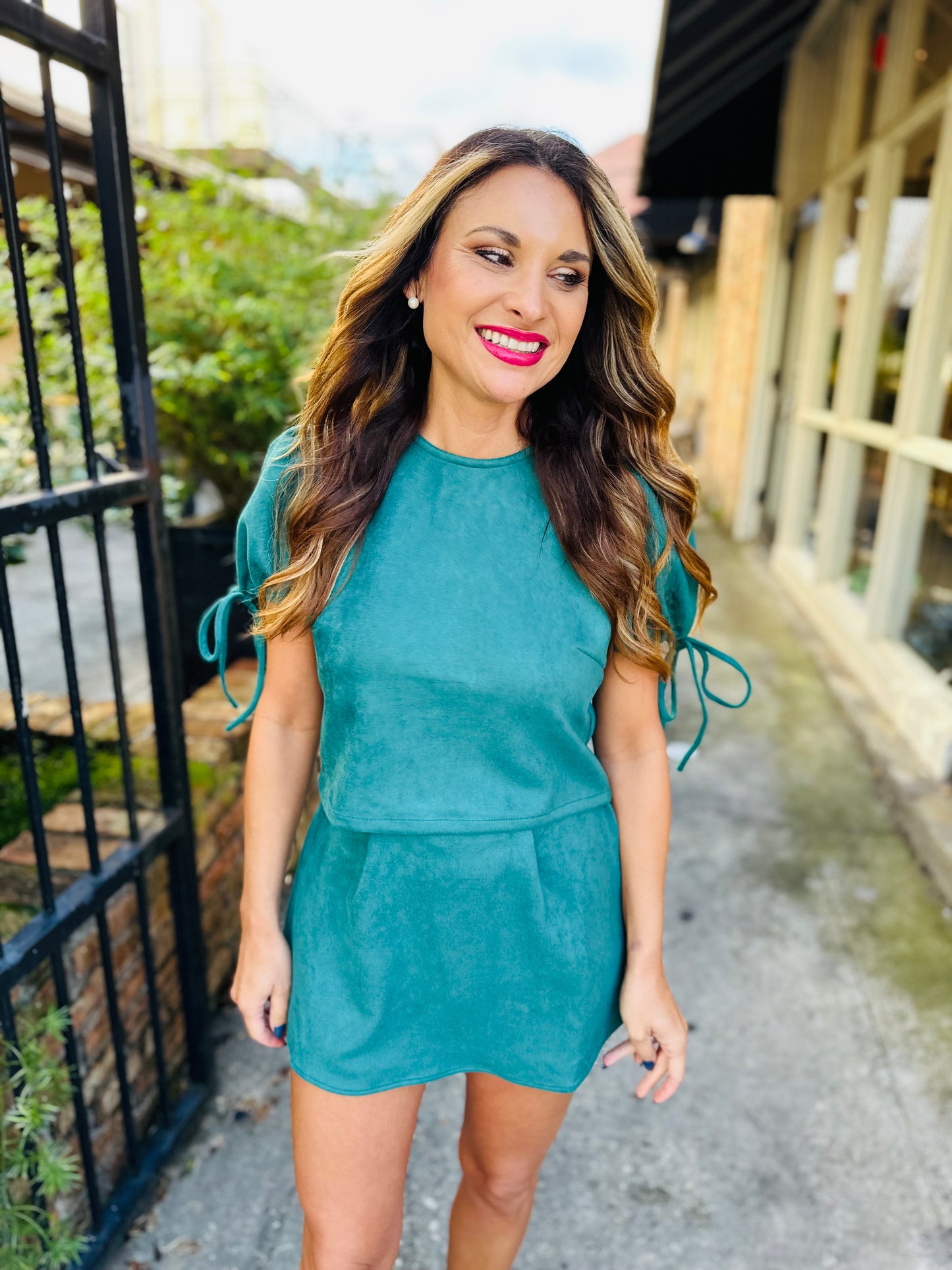 As Always Mini Skort- Green Suede