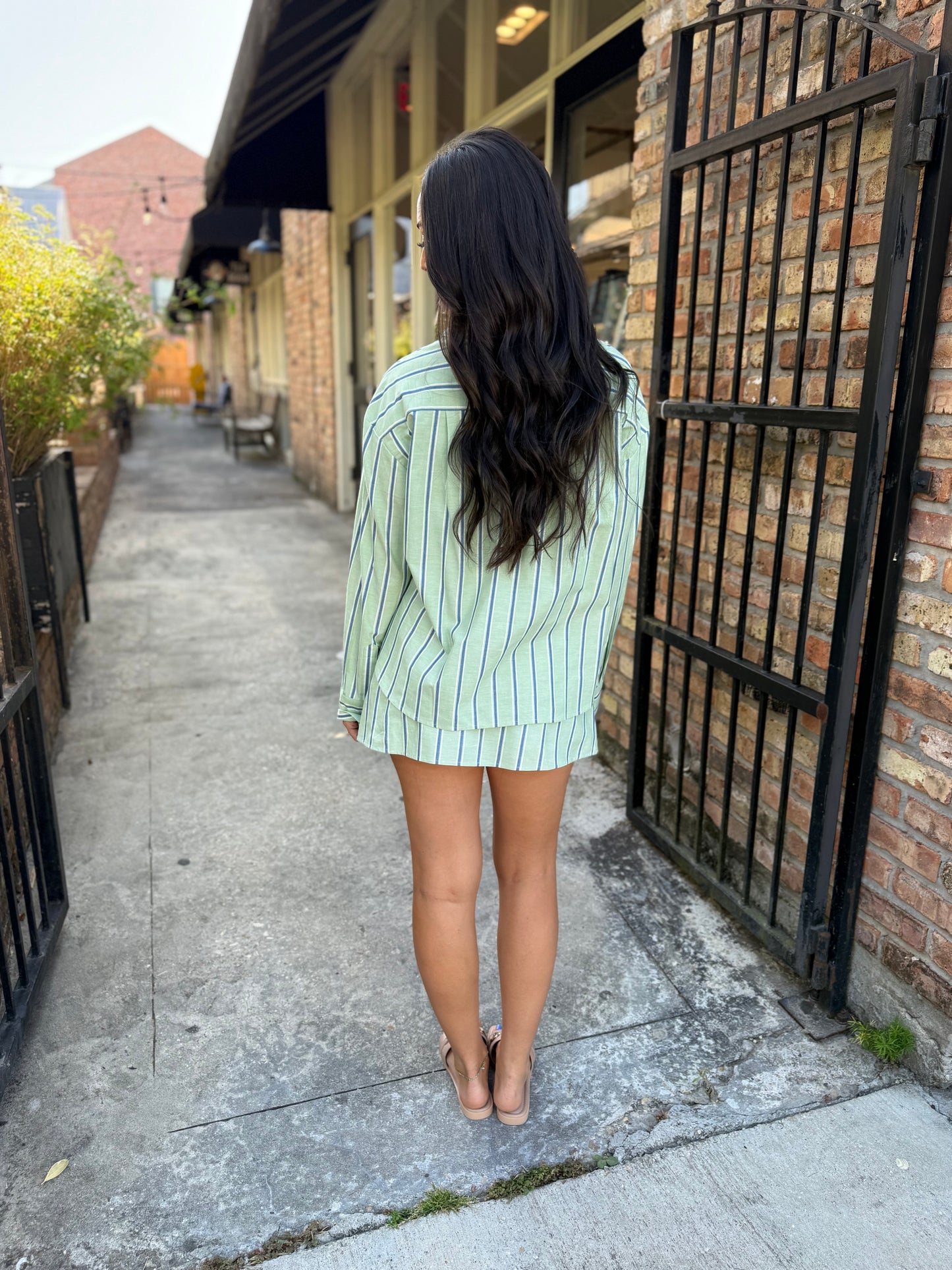 Pin Stripe 2 PC Set- Green