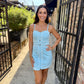 Lina Contrast Mini Dress- Powder Blue/White