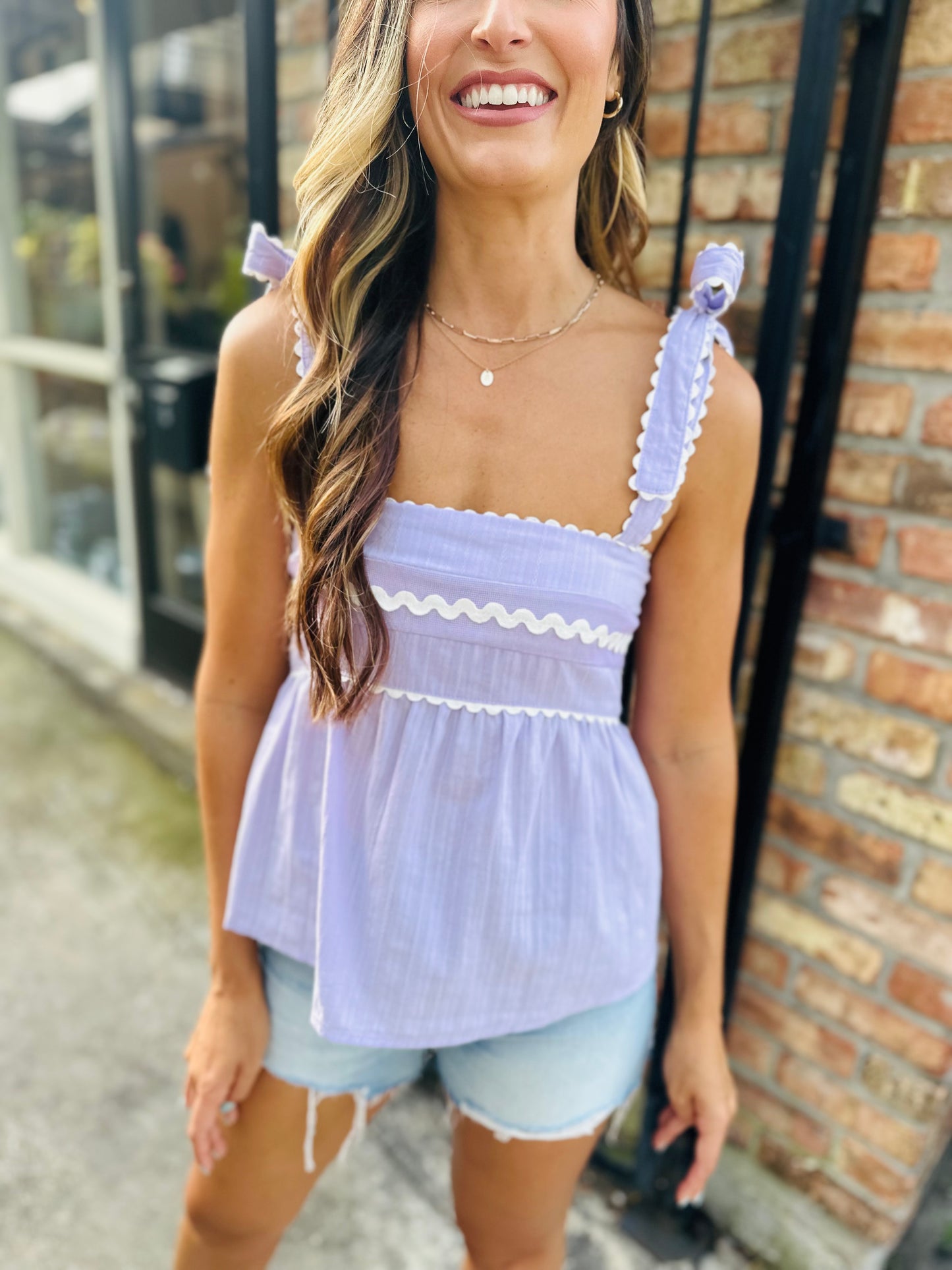 Bow Tie Scallop Top- Lavender