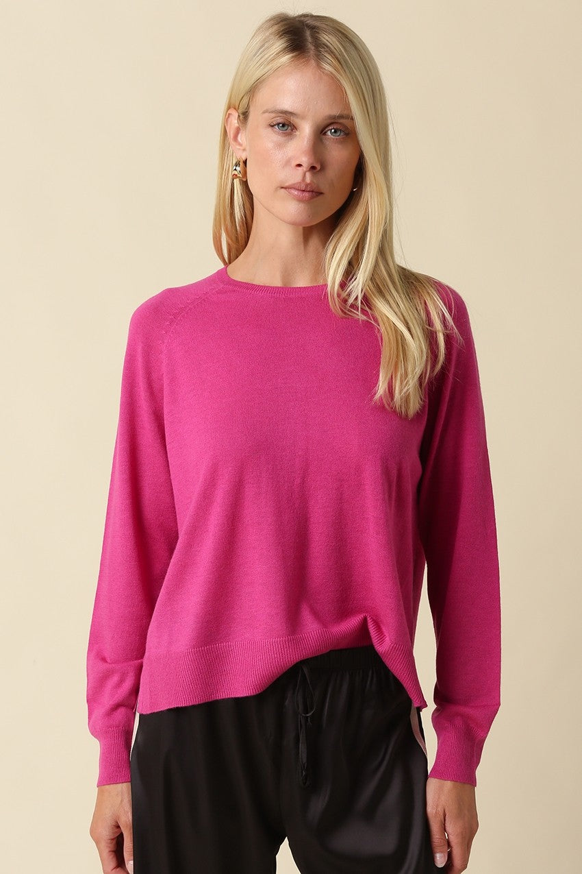 Natalie Basic Sweater- Fuchsia