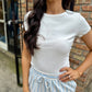 Betty Basic Ribbed Tee- Off White