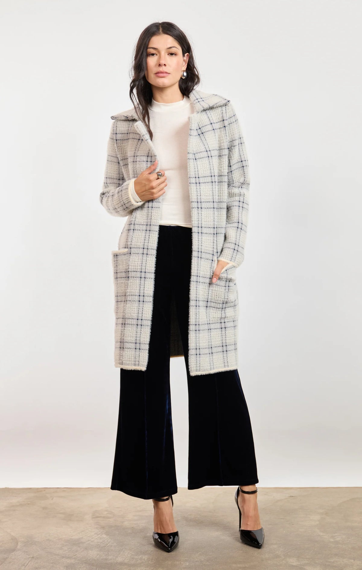 Marlo Plaid Coat- Ivory Multi