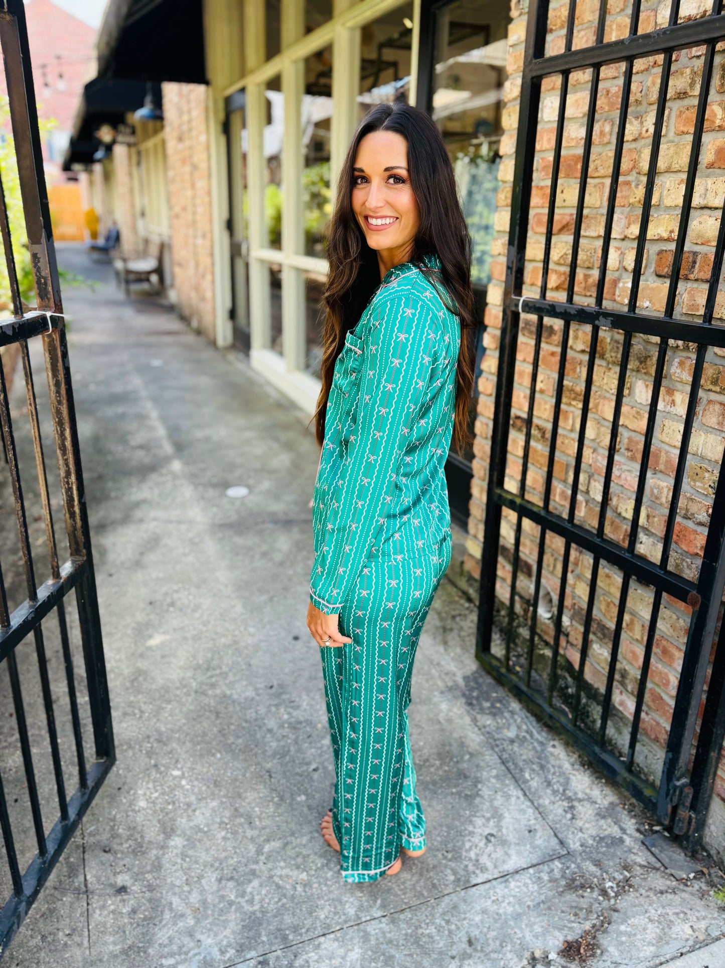 Charlotte in a Bow Pajamas- Green