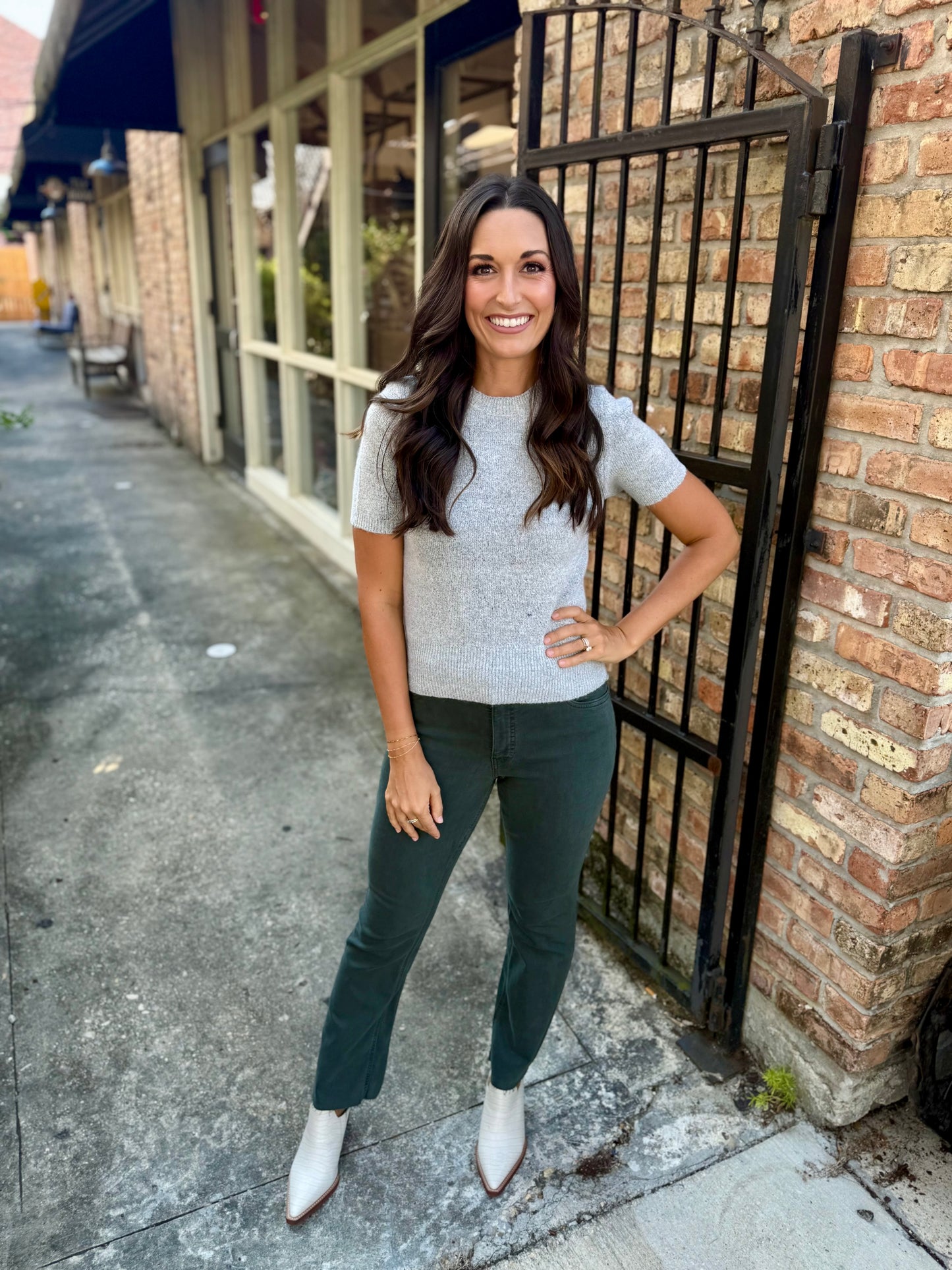 Sierra Crew Neck Sweater Top- Gray