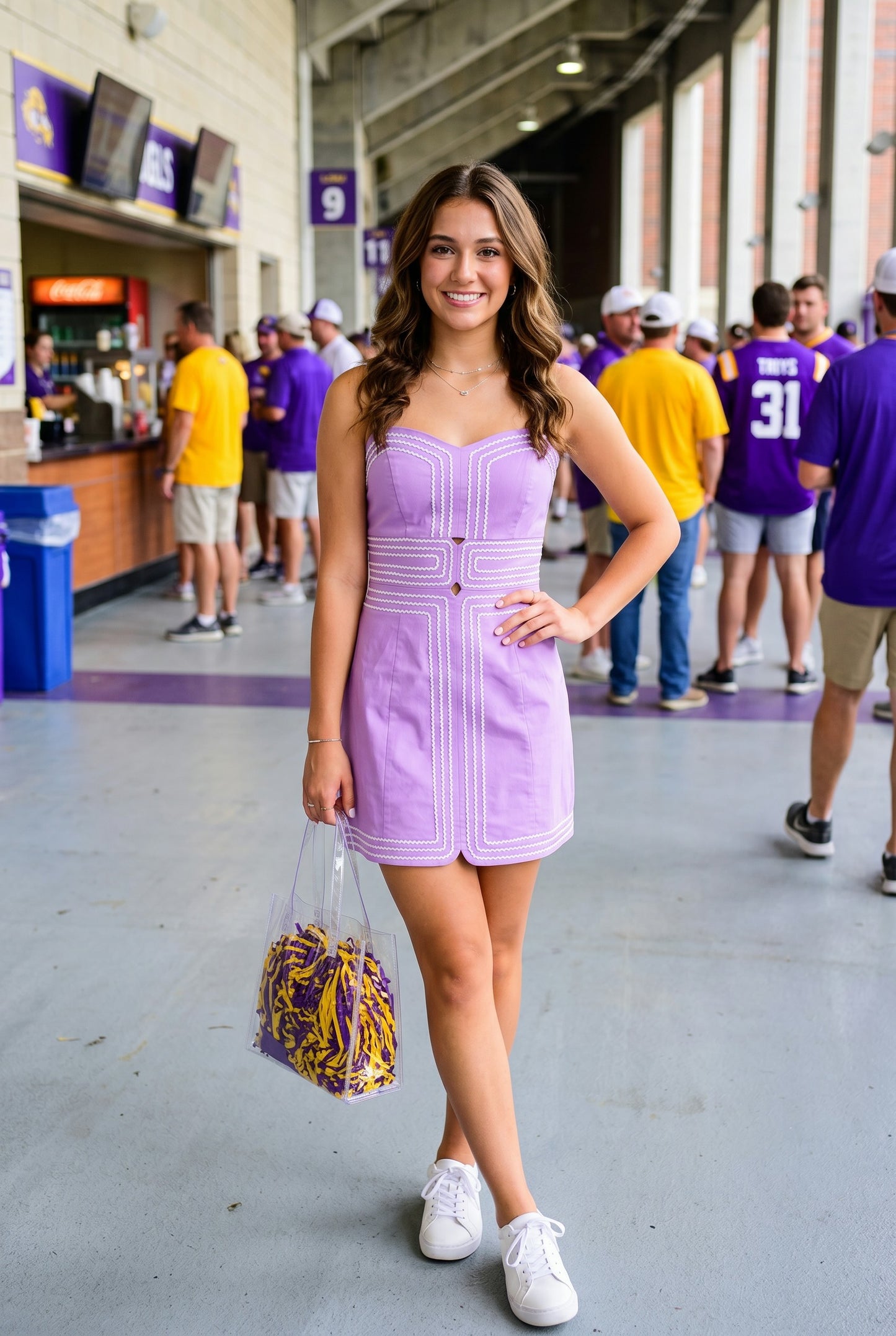 Lina Contrast Mini Dress- Purple/White