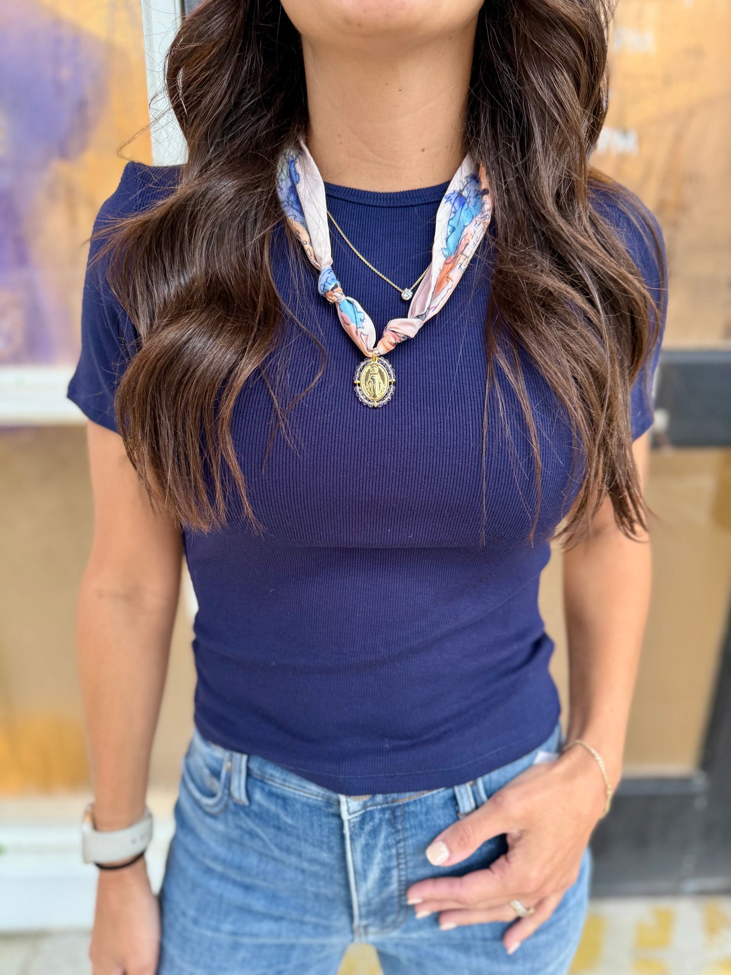 Ronan Fitted Crop Tee- Navy