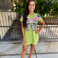 Queen Patchwork Butterfly Dress- Green