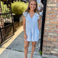 Starlet Gingham Romper- Sky Blue