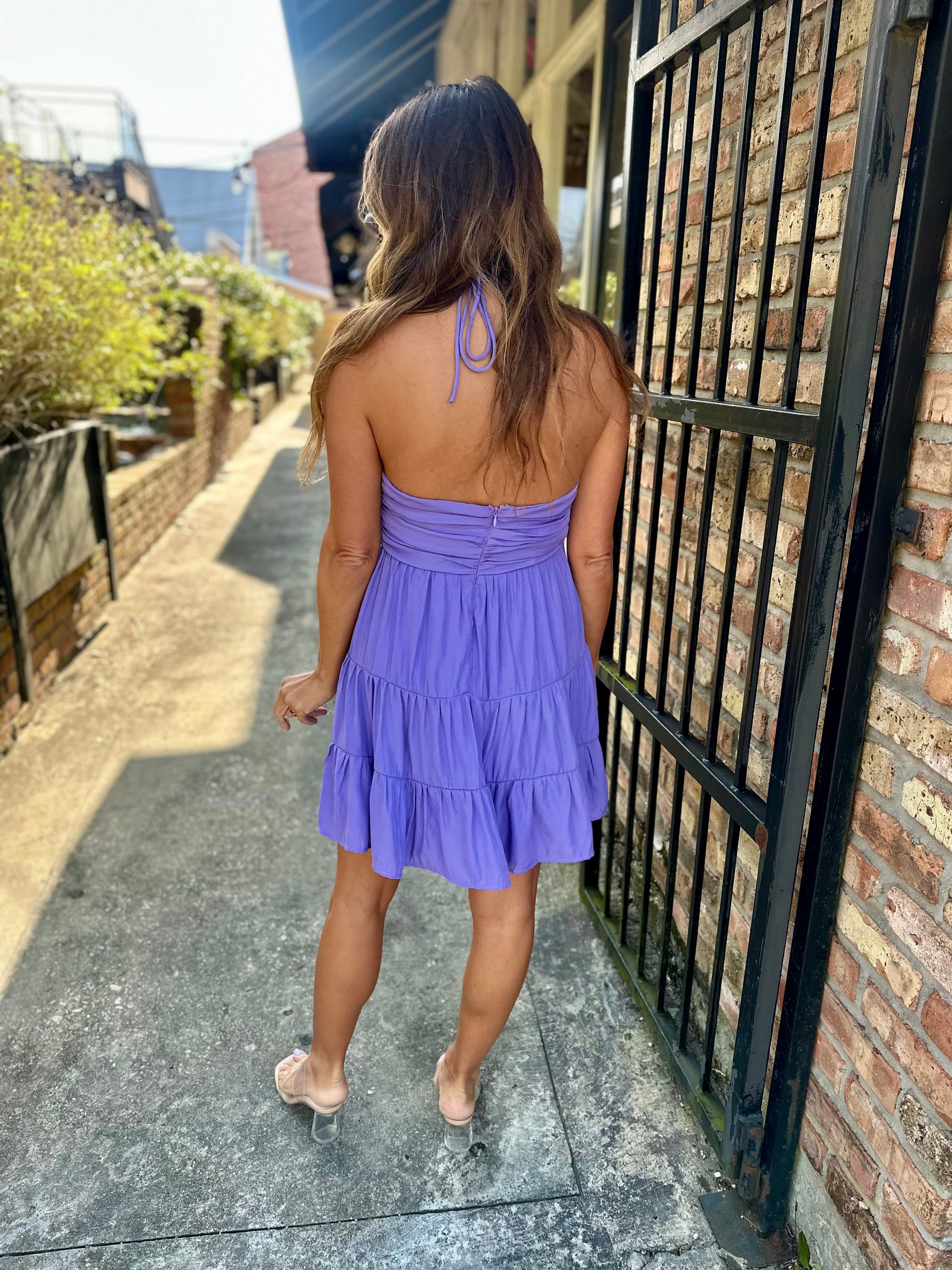 Hara Halter Mini Dress- Misty Purple Hara Halter Mini Dress- Misty Purple