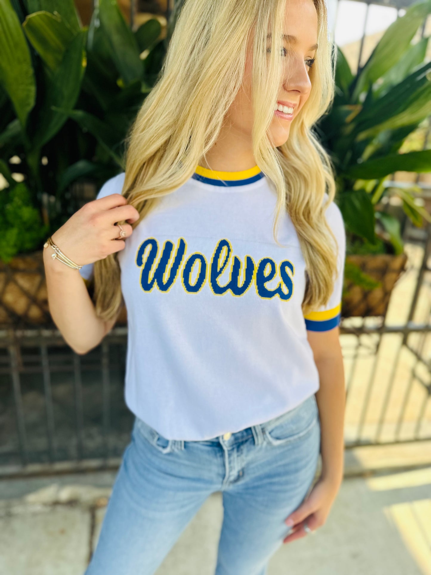 Wolves Varsity Sweater Top- White