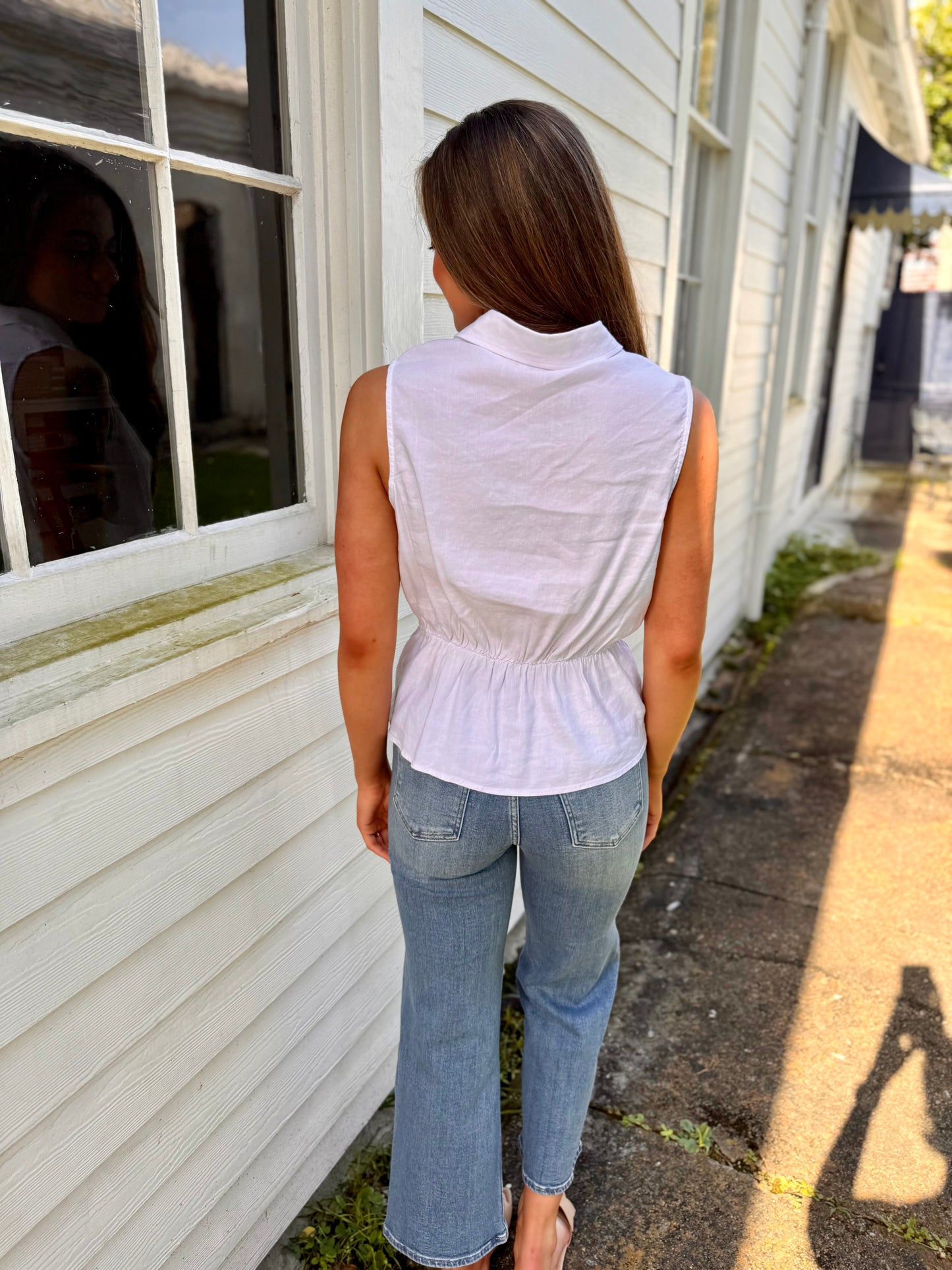 Sara Linen Top- White