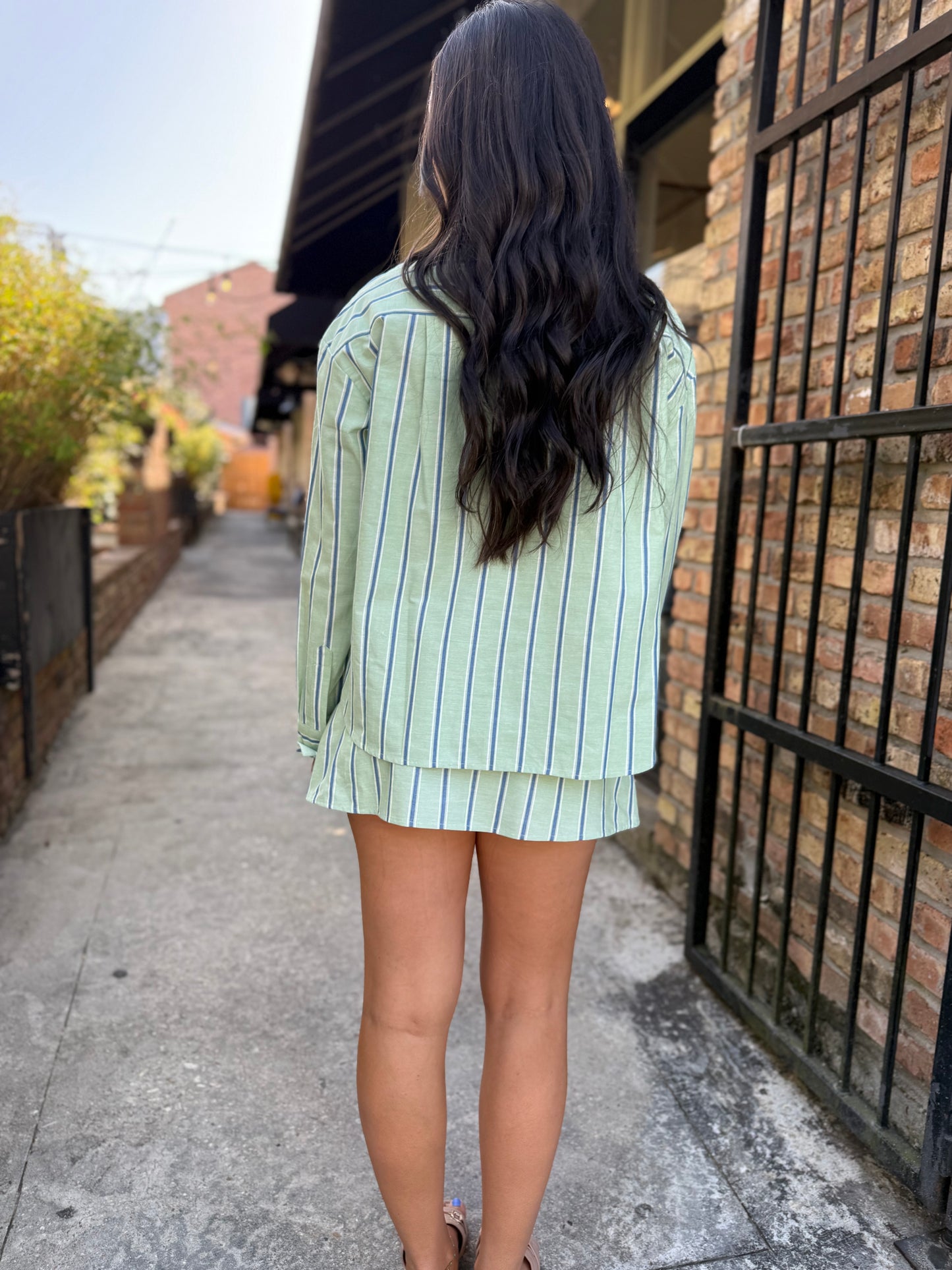 Pin Stripe 2 PC Set- Green