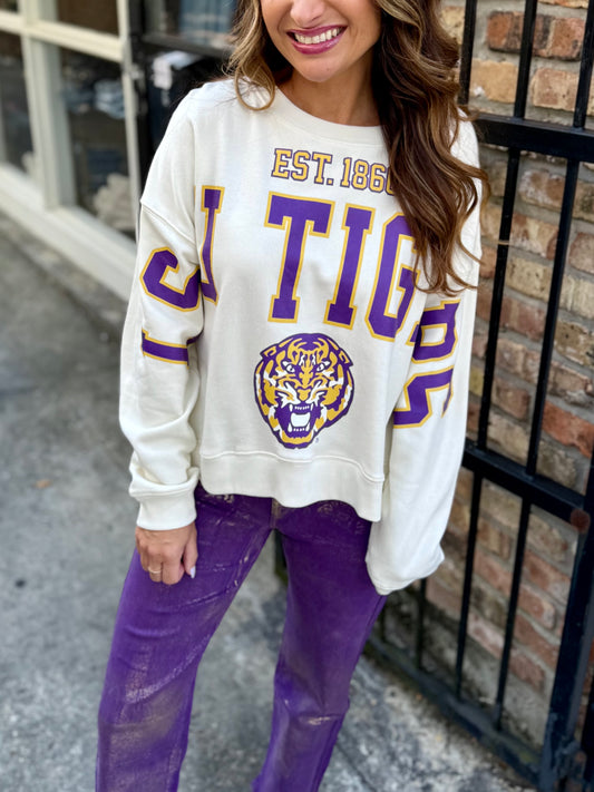 LSU Boxy Crewneck Sweatshirt