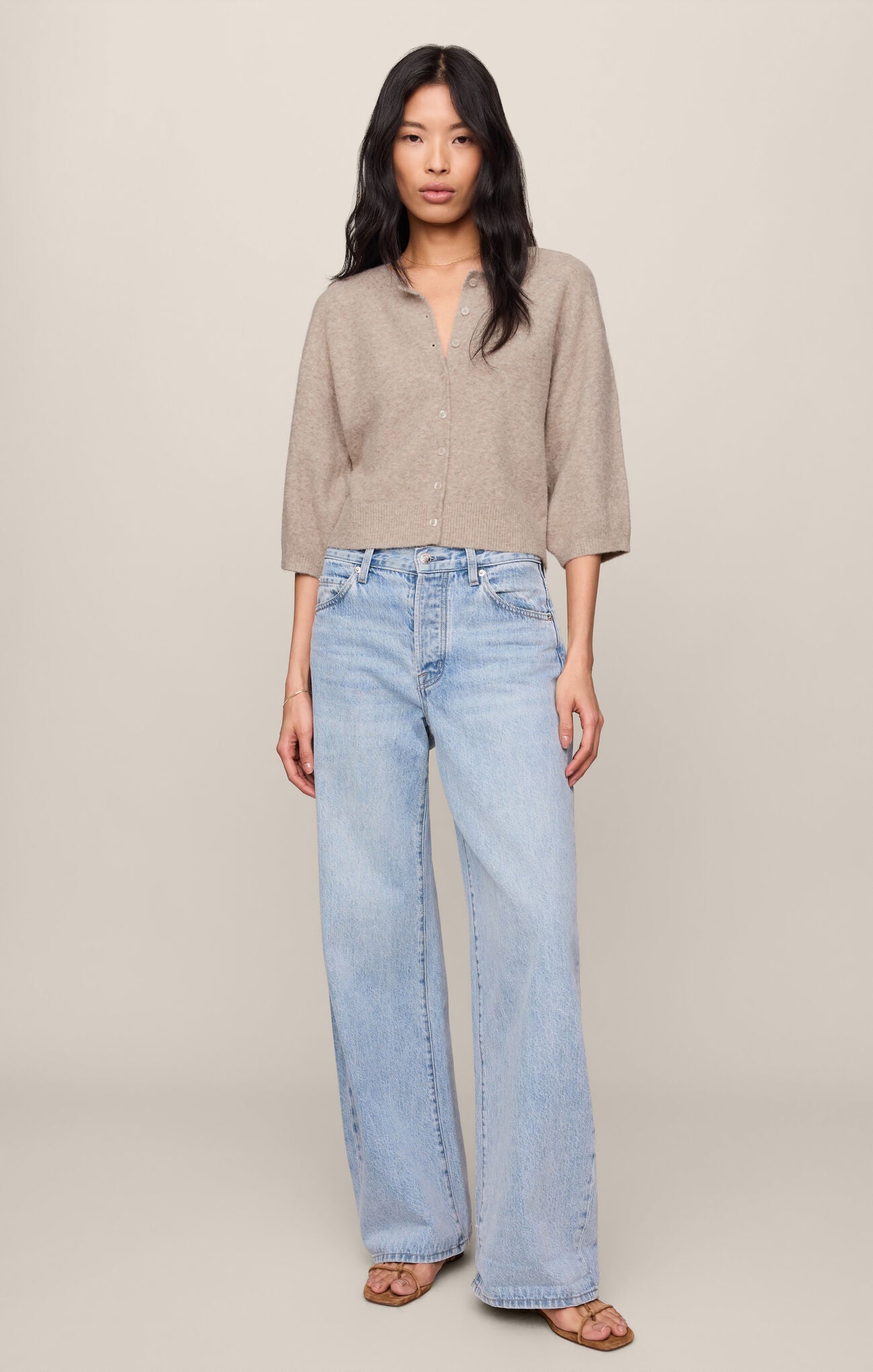 Z Supply Valor Short Sleeve Cardigan- Natural Heather