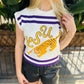 LSU Tiger Striped Short Sleeve Top