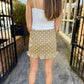 Polka Dot Mini Ruffle Skirt- Tan/White