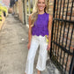 Floral Lace Scalloped Top- Purple